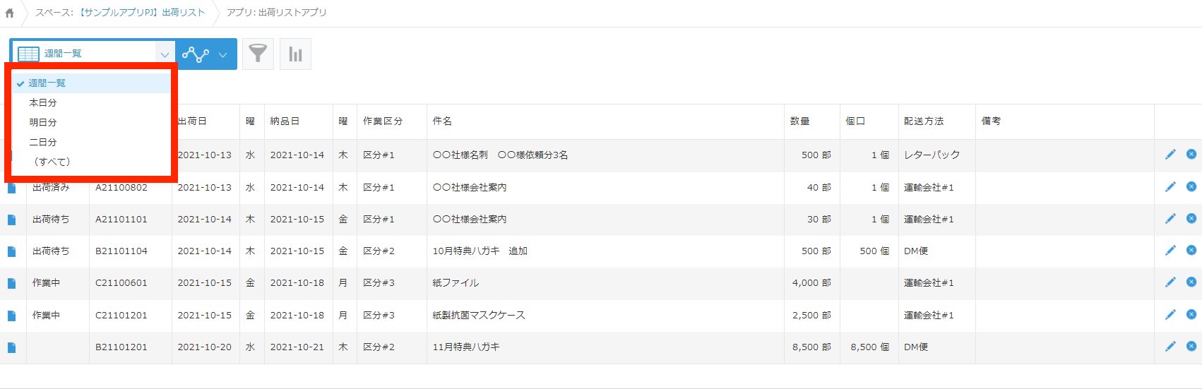 自由に一覧を作成でき、仕事量の把握ができる