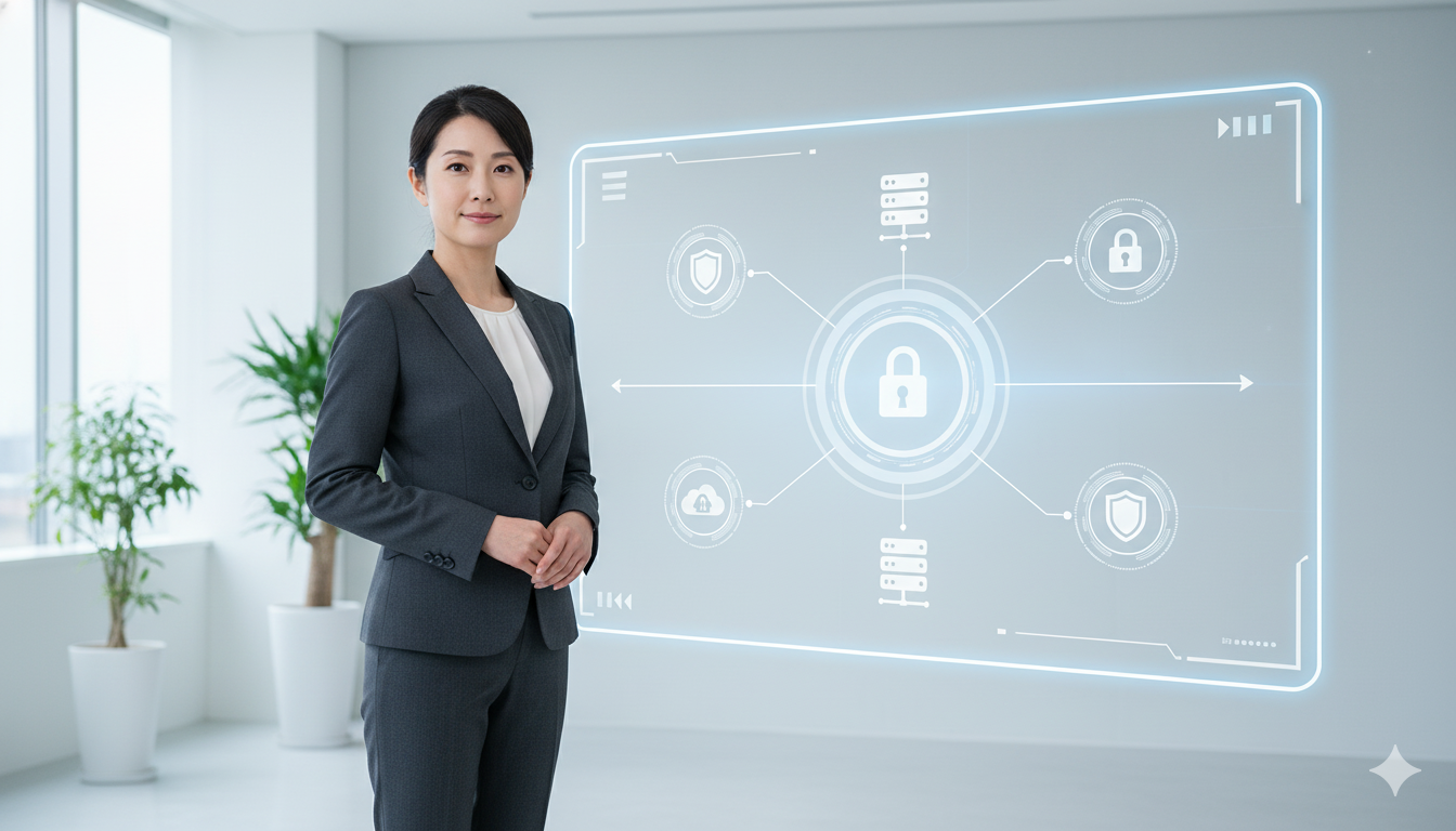 デジタルアーカイブでリスク対策を取る女性