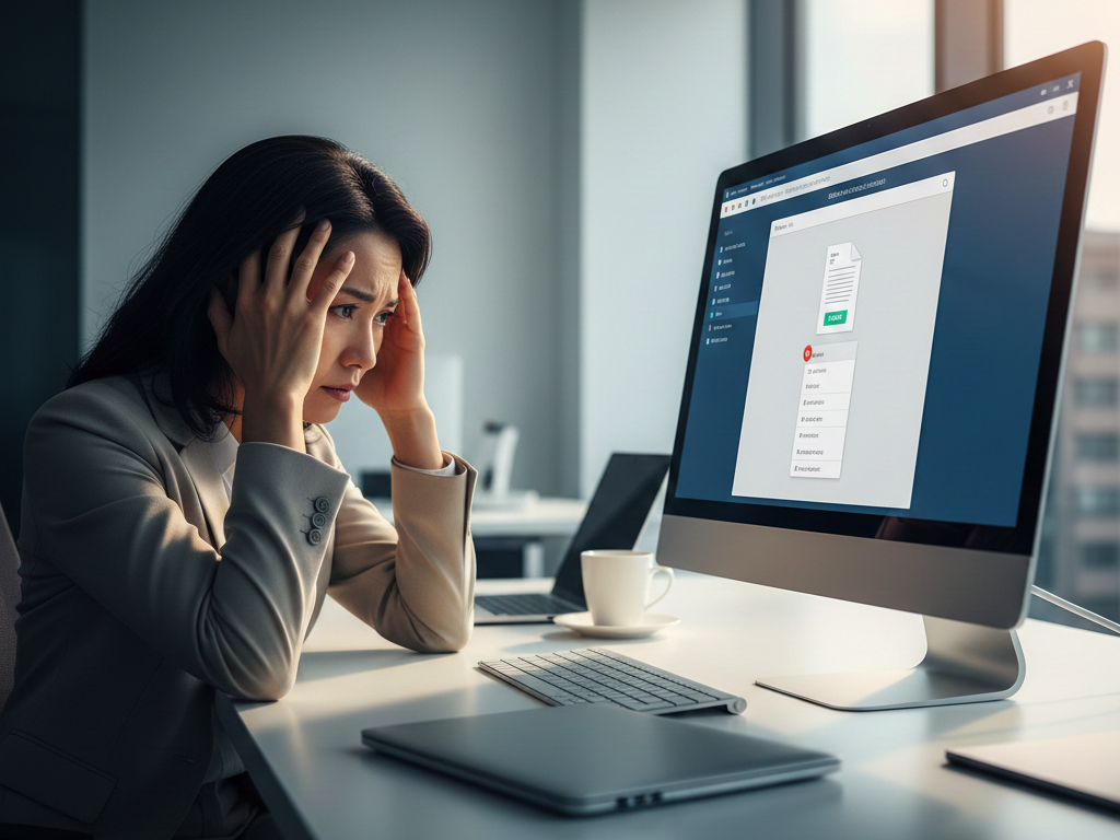 名刺の受発注に悩む女性