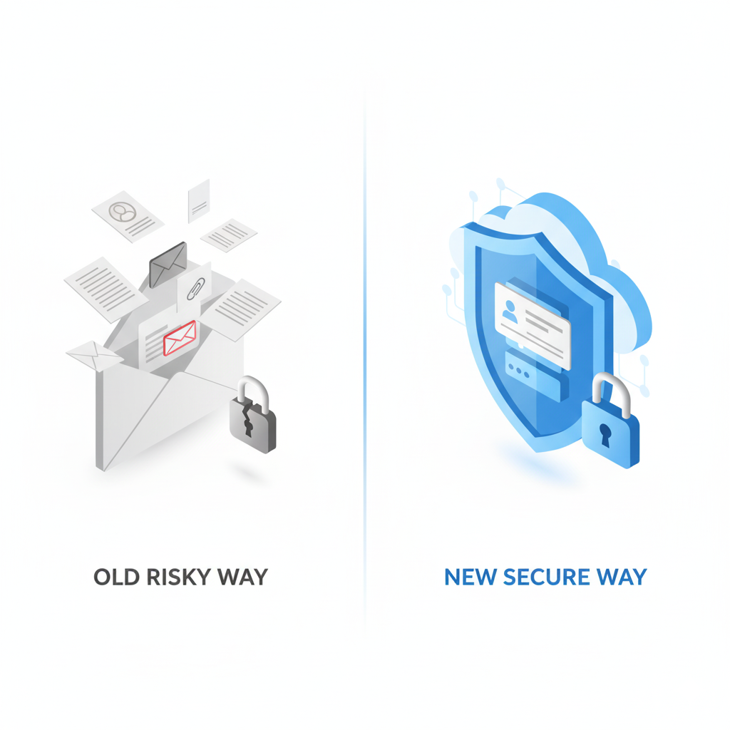 メール添付とWebシステム経由のセキュリティ比較図解