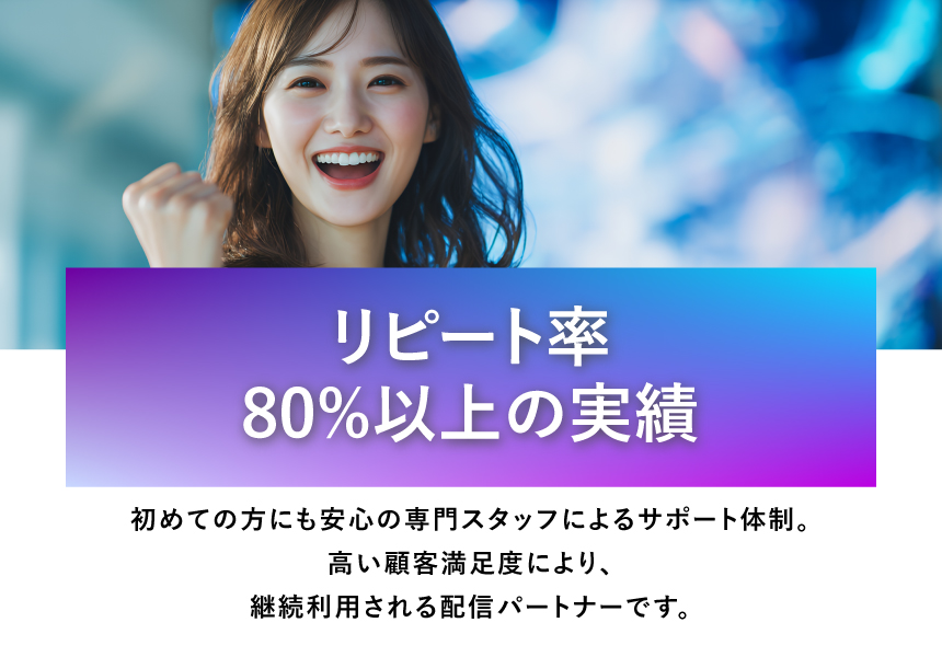 リピート率80%以上の実績